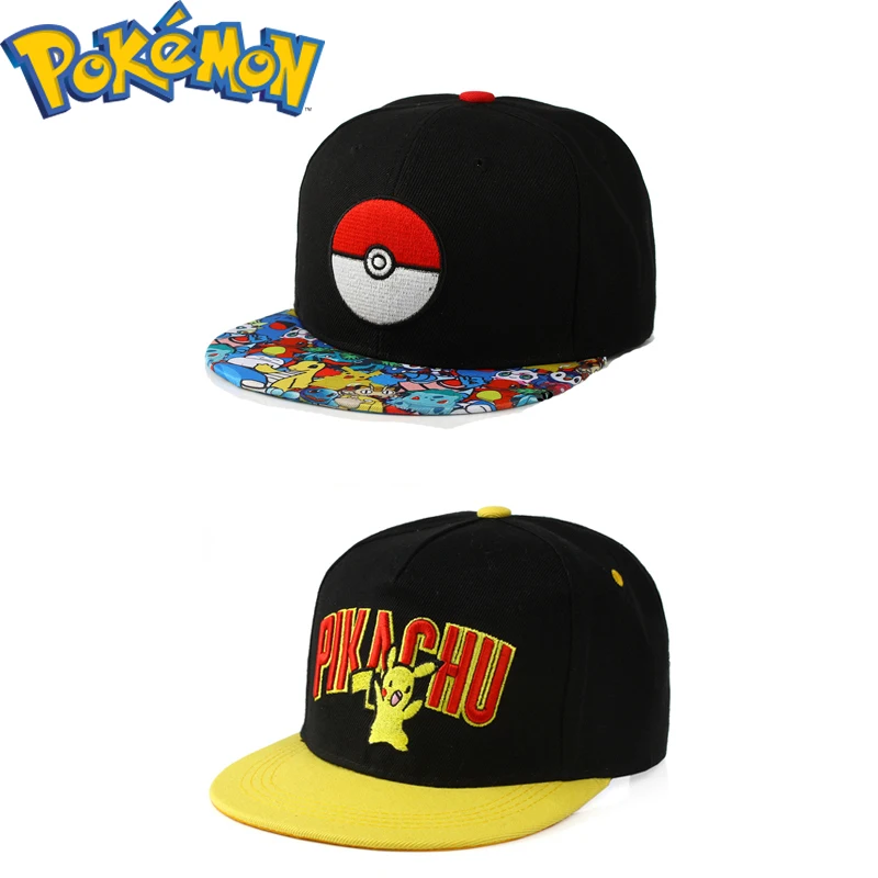 

Pokémon Full Printing Pikachu Baseball Cap Hip-hop Flat Brim Hat Anime Figure Polyester Fiber Decoration Travel Children Gifts