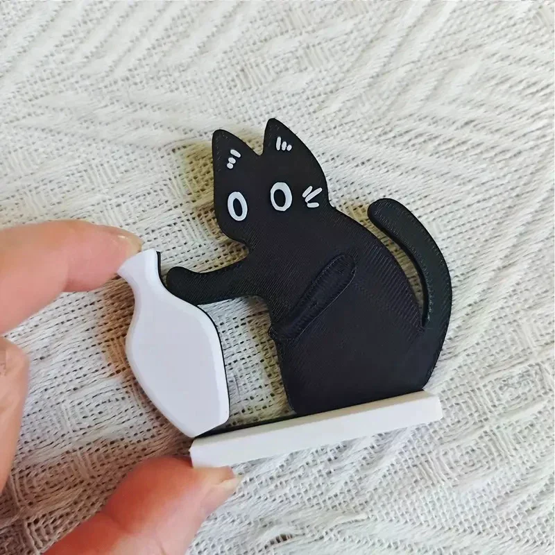 Black Cat Pushing Vase Decor Cat Whisker Collection & Memorial Box Fridge Magnet Home Office Decor Perfect Gift For Cat Lovers