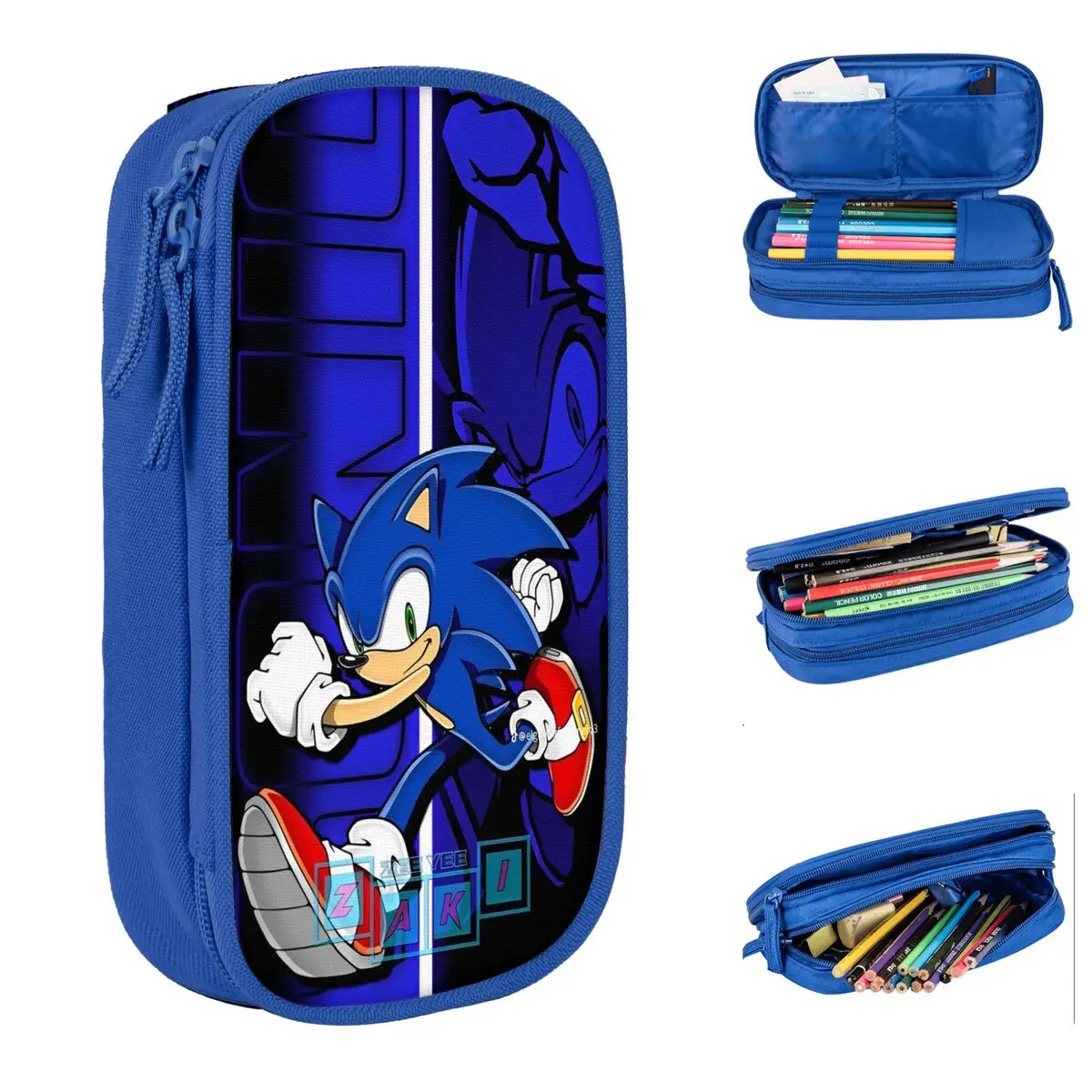 صندوق أقلام Sonices Hedgehoges بطبقة مزدوجة وإكسسوارات مدرسية ذات سعة كبيرة حقيبة أقلام رصاص هدية مذهلة #1