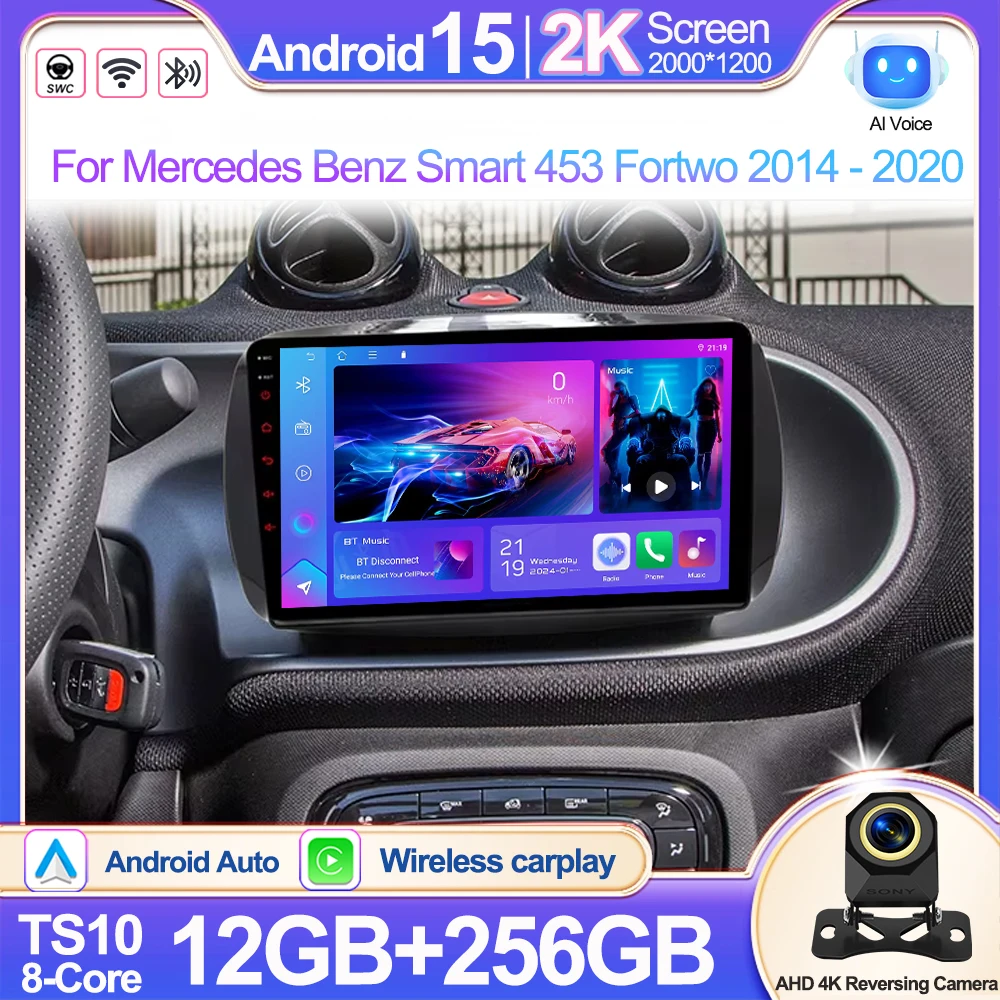 

Android 16 для Mercedes Benz Smart 453 Fortwo 2014-2020, Bluetooth-радио, мультимедийный плеер, навигация GPS, RDS, стерео, CarPlay