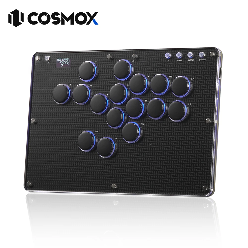 Haute42-COSMOX Arcade Joystick Leverless Controller For Pc/ Ps4/ Ps5/ Steam Switch Hitbox Fighting Games Carbon Fiber Keyboard