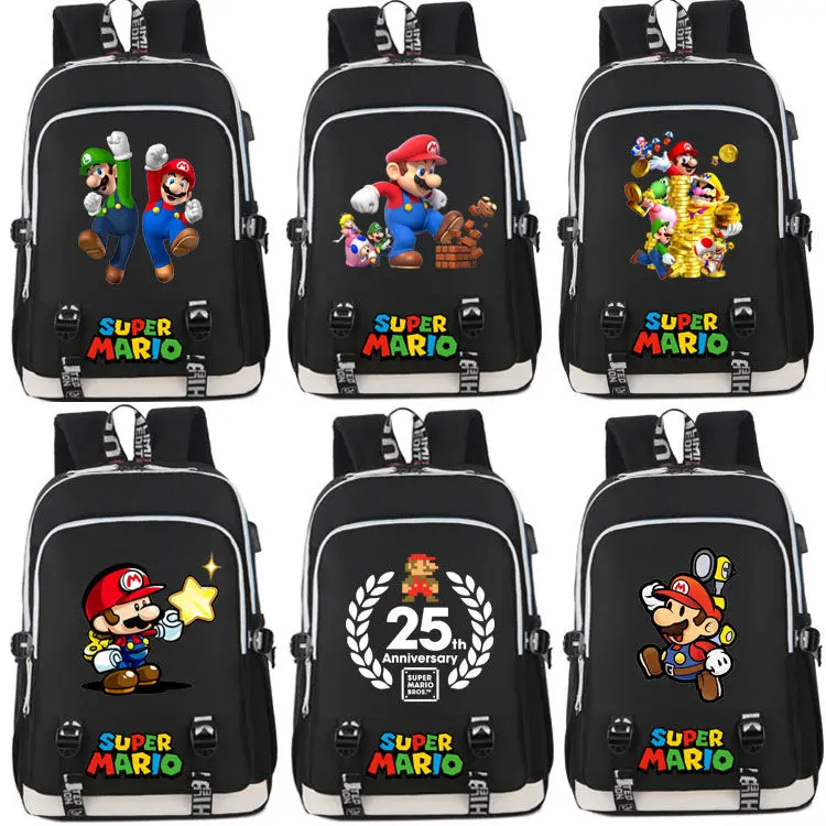 

Super Mario Brothers Anime Game Surrounding Super Mario Schoolbag Male and Female Students Outdoor Schoolbag Computer Bag