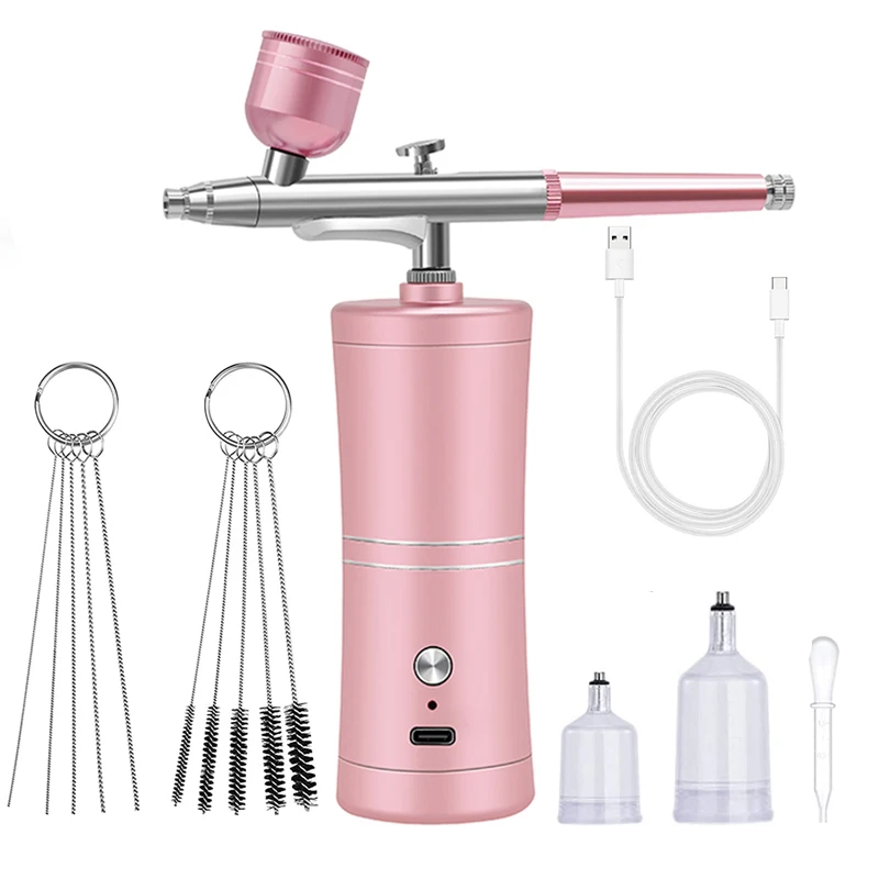 Portable Rechargeable Wireless Airbrush With Compressor Single Action Spray Gun For Face Beauty Nail Art Tattoo Craft Cake Paint