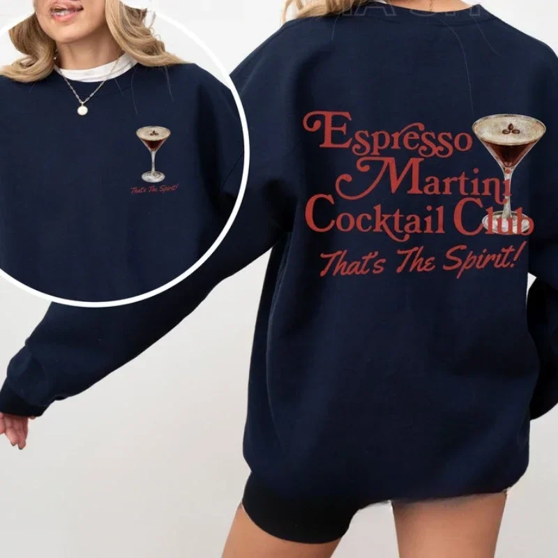 Espresso Martini Sweatshirt Cocktail Club Crewneck Sweatshirt Old Money Aesthetic Retro Y2K Hoodie 90s Nostalgia Downtown Girl