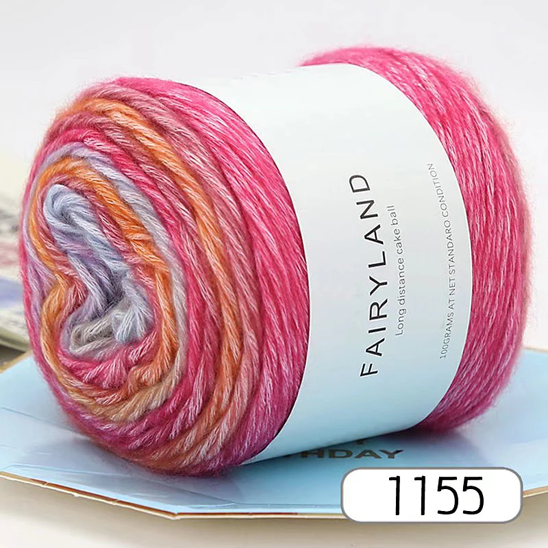 1Pc 100G Gradiënt Regenbooggaren, Geschikt Voor Diy Haak En Gebreide Warme Truien, Sjaals, Hoeden, Sjaals, Sjaals, Enz
