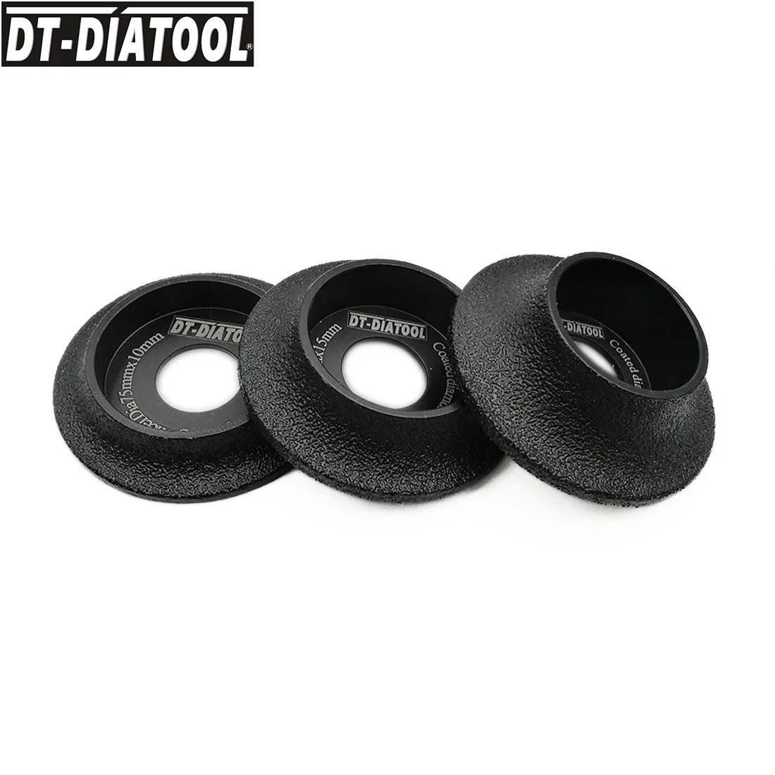 DT-DIATOOL 3pcs Vacuum Brazed Diamond Grinding Wheel Demi-bullnose Edge Profile