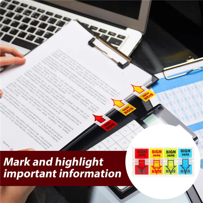 2000Pcs Sign Here Stickers,Labels Stickers Adhesive Sign Here Tabs Sign Post Here Flags(4 Colors)