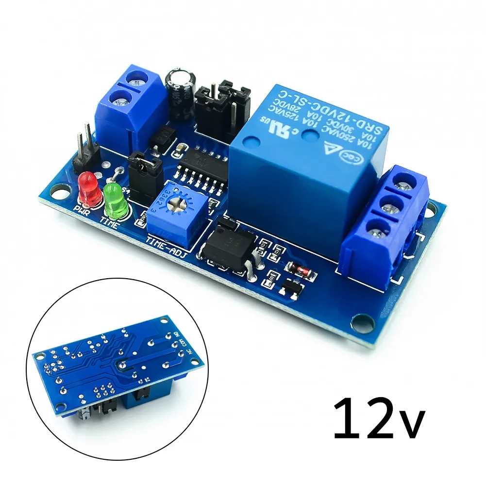 12V DC Delay Timer Relay Module Delay Turn On or Turn Off 8 Time Periods Selection Large Current Load Capacity