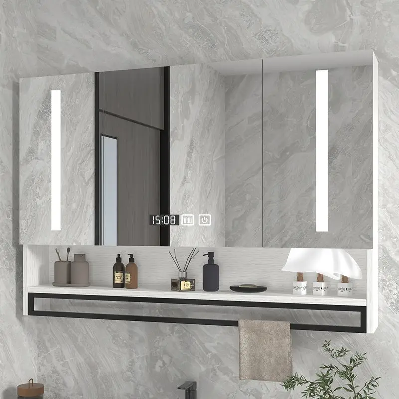 Bathroom mirror cabinet wall-mounted hand wash toilet mirror with rack toilet vanity waterproof toilet mirror cabinet