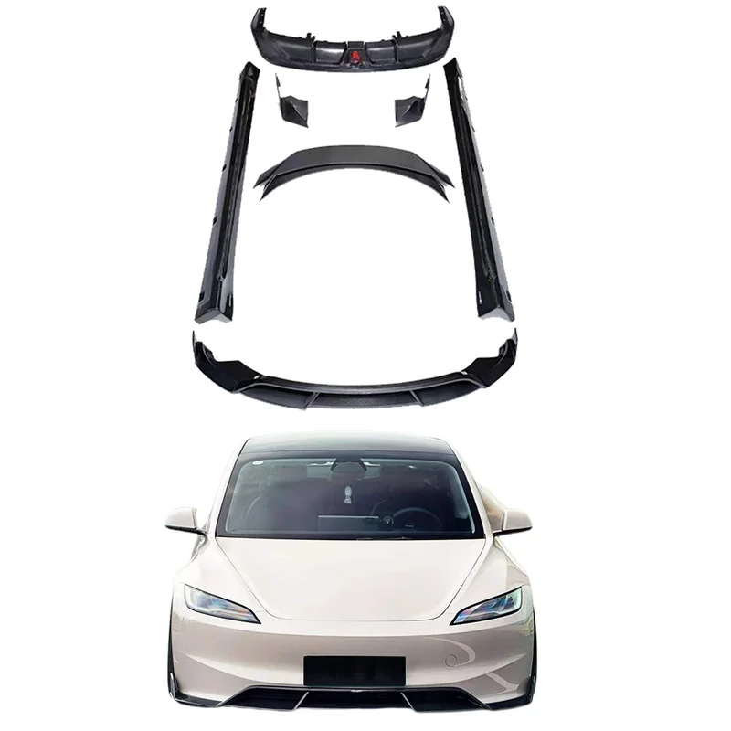 High Quality 2024 Highland Model 3 Carbon Fiber Body Kit Front Bumper Lip Side Skirts Rear Diffuser Protective Exterior Upgrade