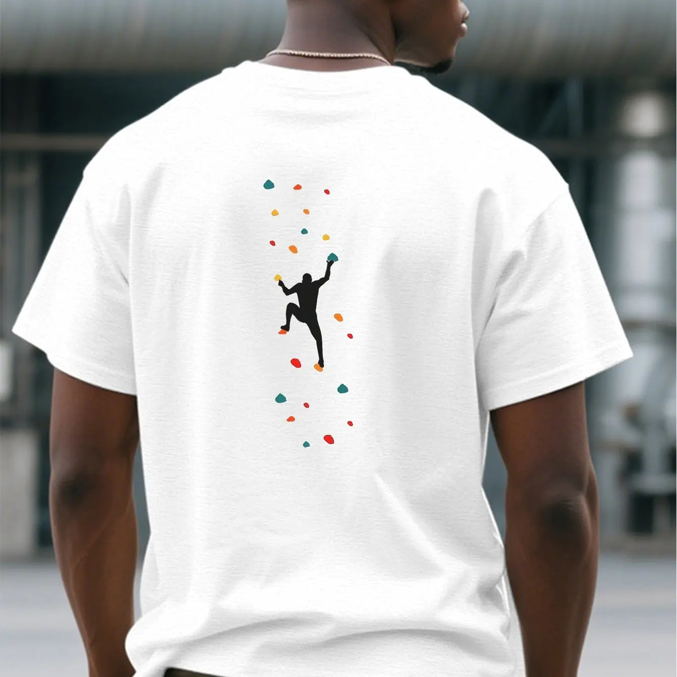 2026 New Men's Casual Crew Neck T-Shirt with Bouldering Design - Summer Outdoor T-Shirt for Men's Climbing