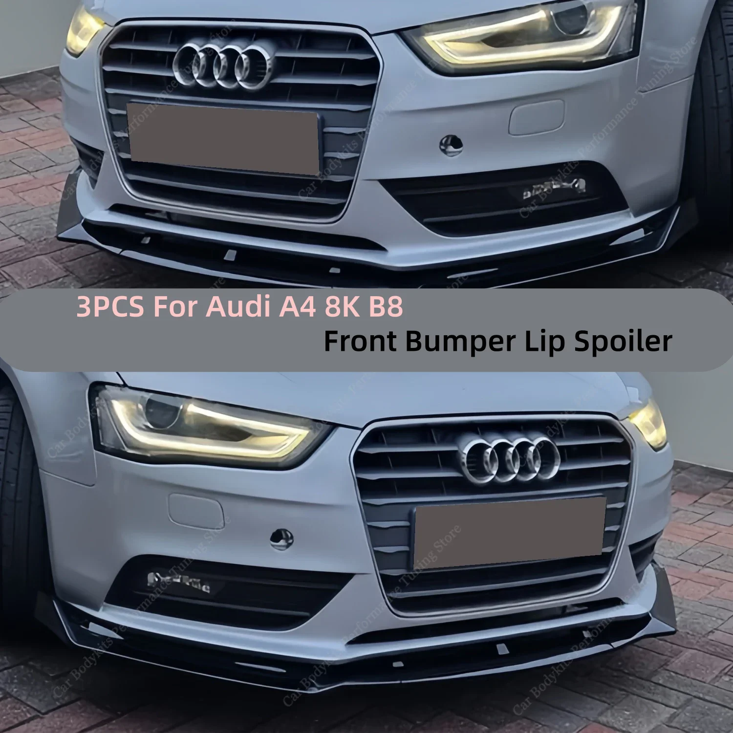 

Комплект из 3-х спойлеров для Audi A4 B8 B8.5 TFSI TDI FSI (кромка переднего бампера, диффузор) для моделей 2012-2016 годов (не LCI, не S-line), комплект для тюнинга кузова