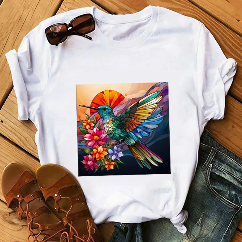 Retro style Iron On Patch Colorful Magpie Bird and Flower Heat Transfer On Clothes dtf transfers ready to press Heat Transfer