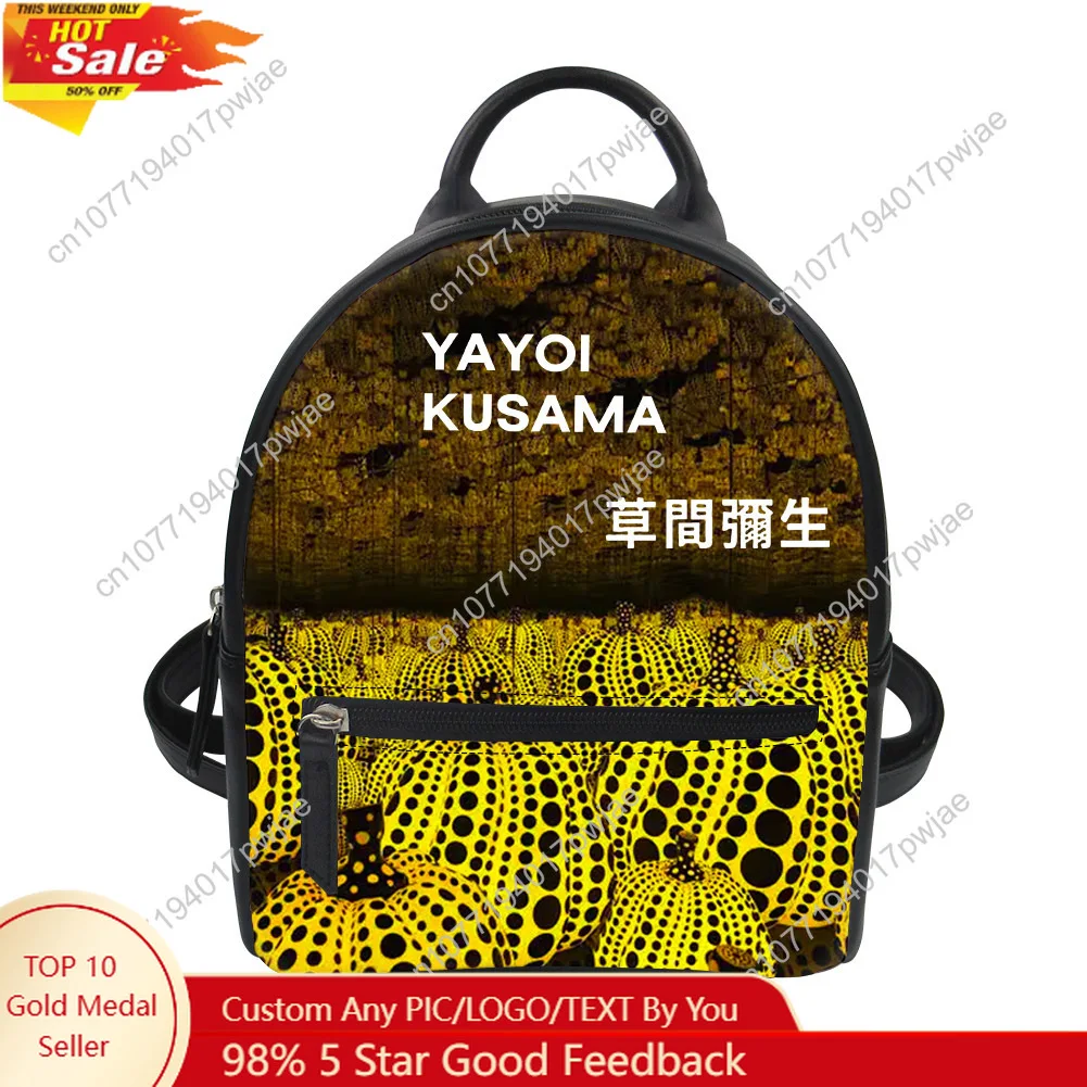 

Funny Yayoi Kusama Pumkin Custom Mini Small Backpack Purse Carter Schoolbags Double Shoulder Bag Mini Daypack Leather Travel Bag