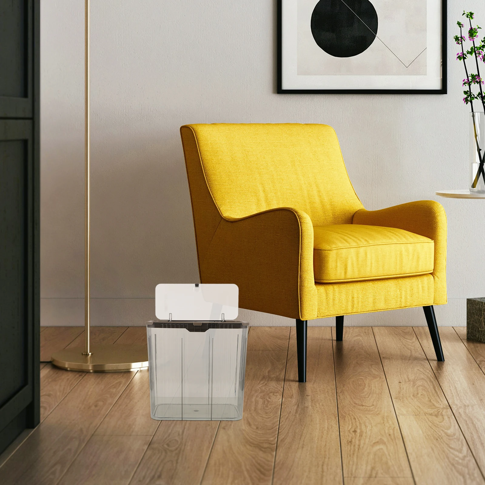 

Push Trash Can Bin Waste Basket Kitchen Garbage Wastebasket Office 15L Sturdy Material Large Opening Household Garbage