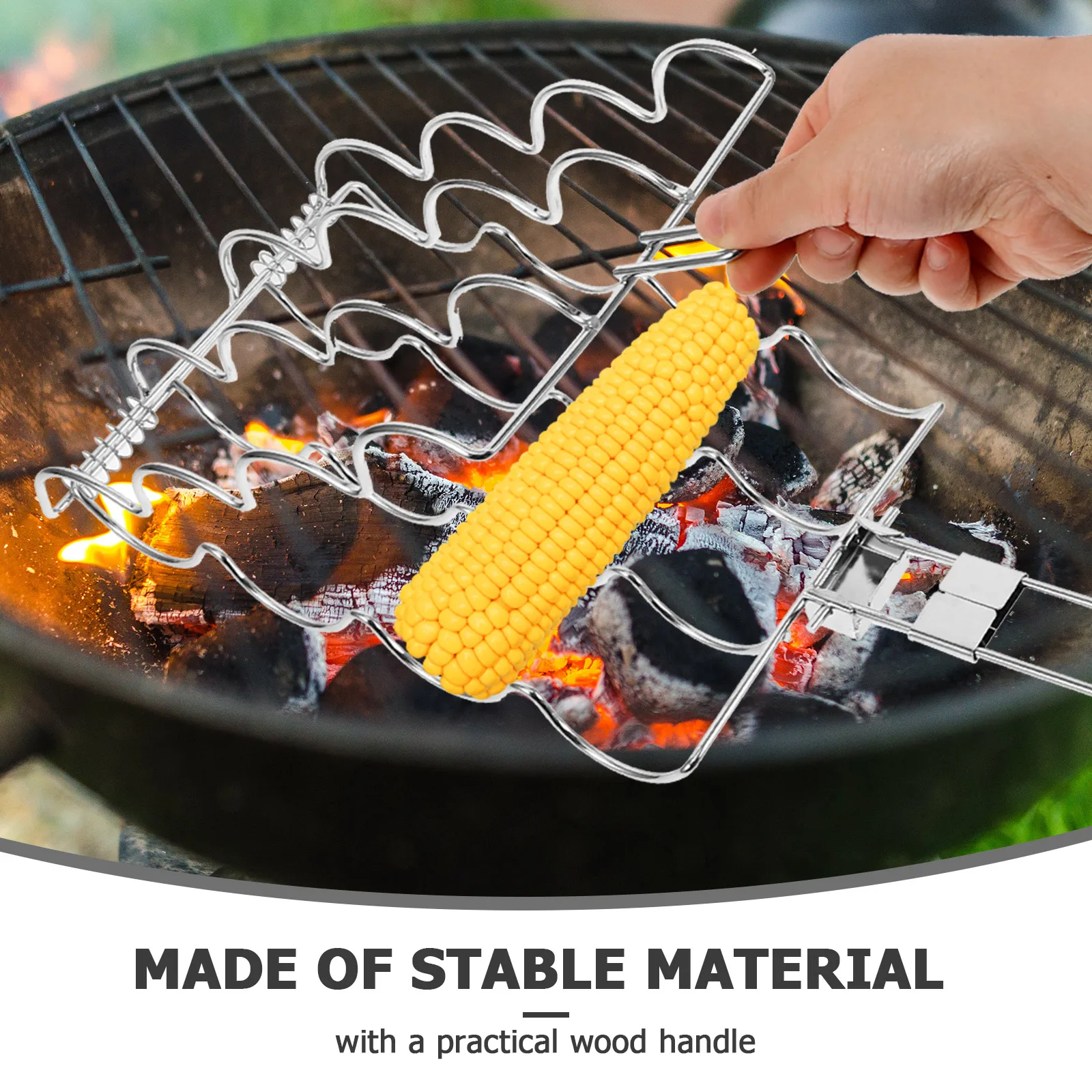 

Portable Foldable Barbecue Grill Corn Holder Durable Reusable Corn Grilling Rack BBQ Tools Accessories Sausage Fish Grill Net