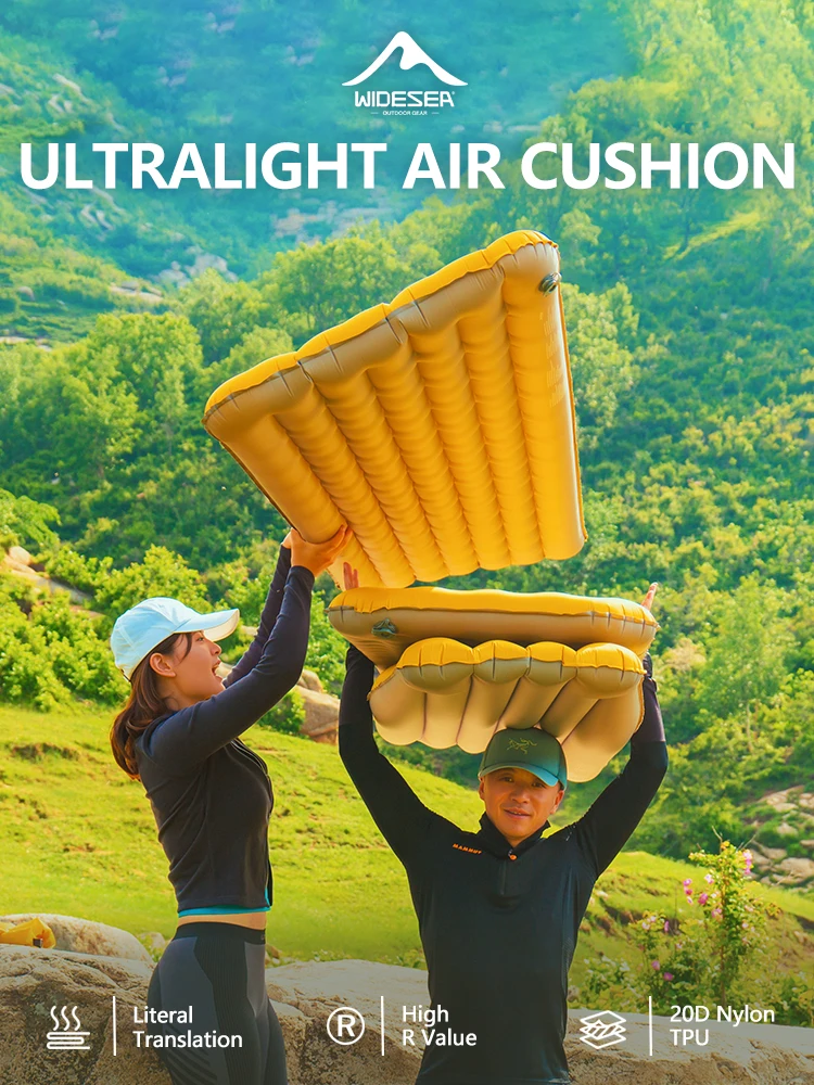 Widesea Ultralight Opblaasbaar Slaapmatje Hoge R-waarde 20D Nylon TPU 3-laags Gealuminiseerde Film Draagbare Luchtmatras voor Kamperen - afbeelding 2