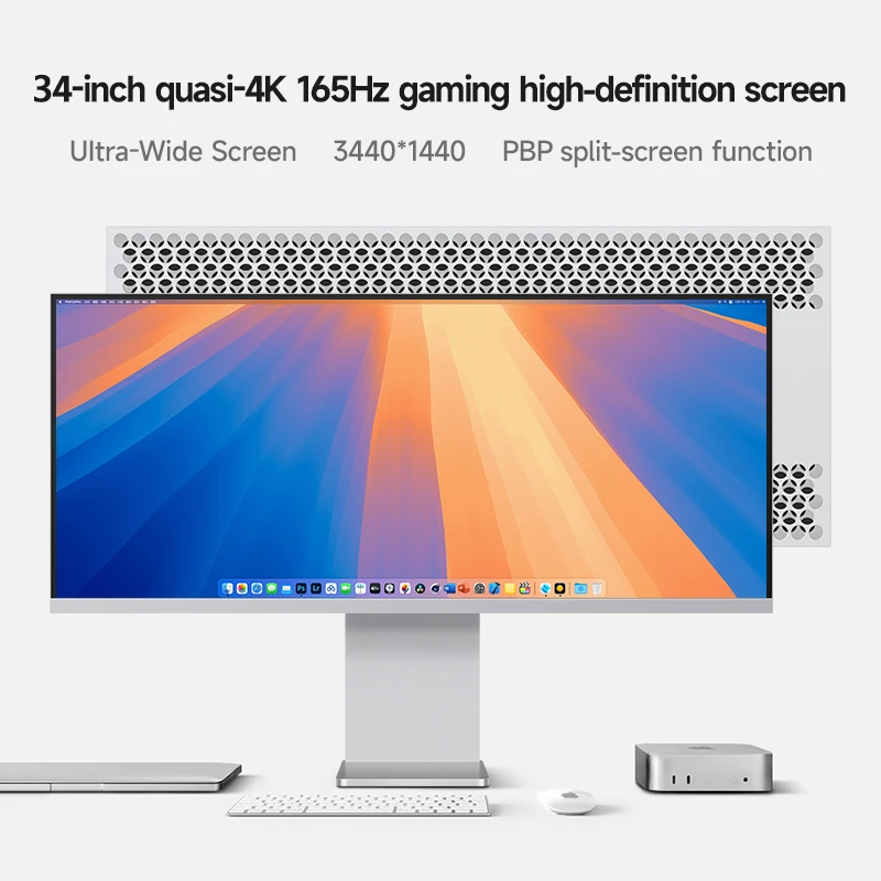 

34-inch Quasi 4K 165Hz 3440*1440 Monitor 1ms Computer Display with 96%P3 Color Gamut Fit PS4 PS5 Builtin Speakers Aluminum alloy