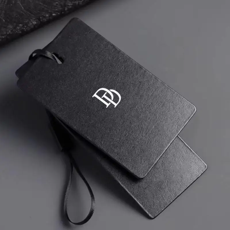 Custom Embossed Logo Hang Tags 500pcs, Recycled Paper Price Tags for Clothing with String