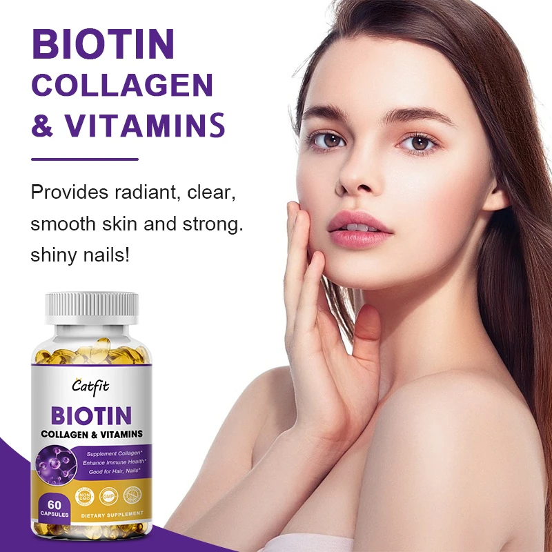 Catfit Compound Biotin & Collagen Capsule Collagen Protein Supplement Hair Skin&Nails Growth Vitamin for Women