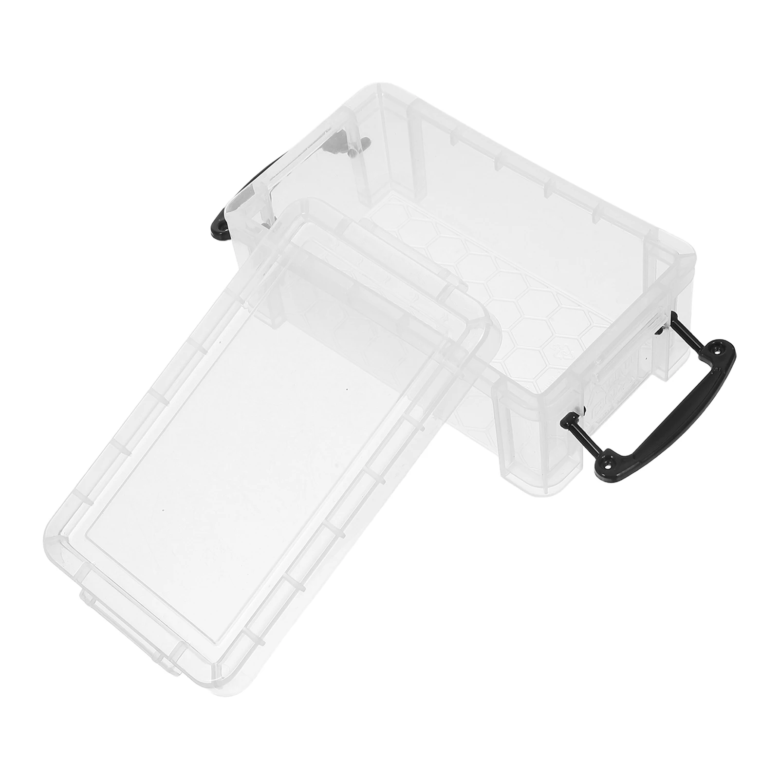 

2pcs Desktop Storage Box 0.28L Transparent Square Containers Mini Plastic Boxes Clear Organizer Stackable Bins Small Utility