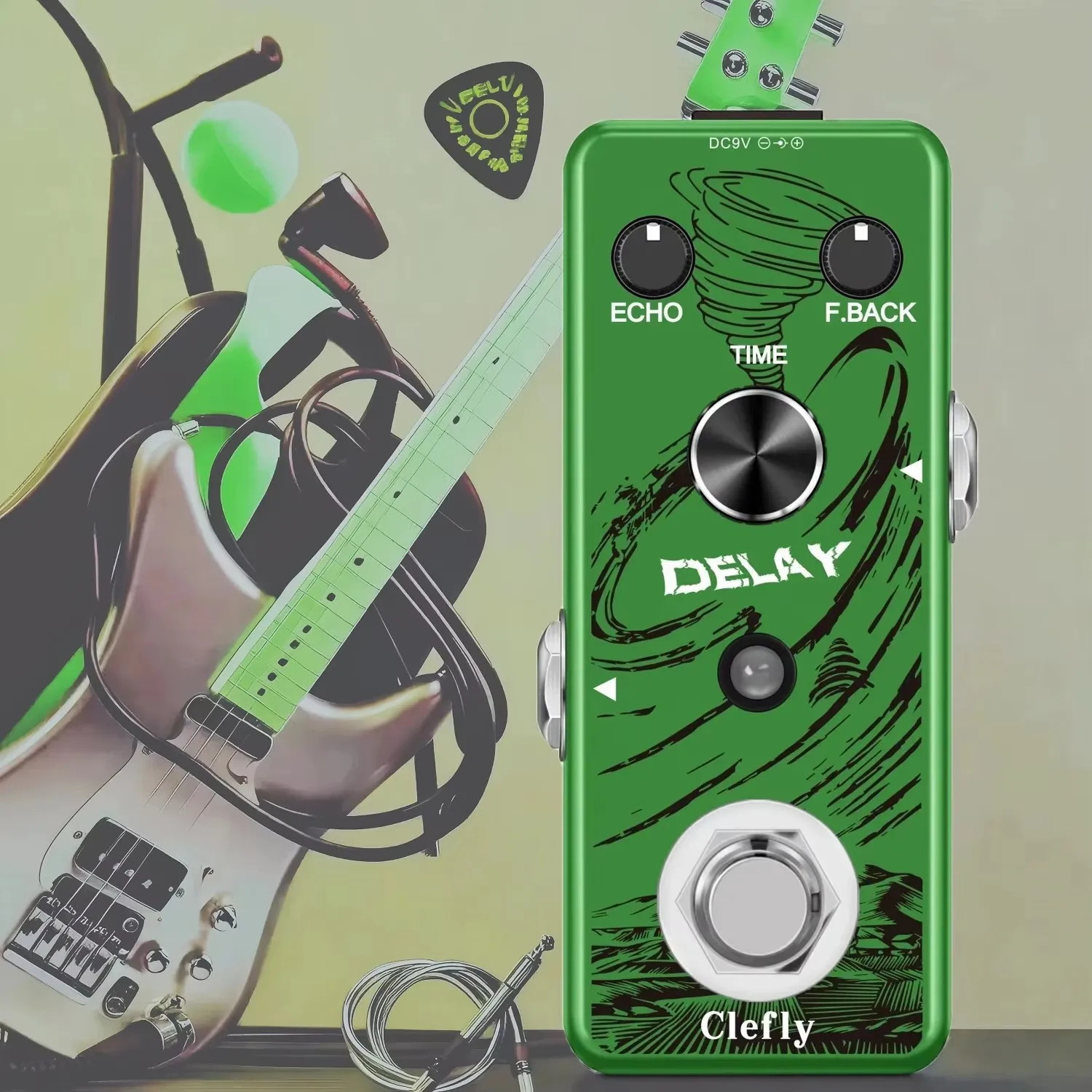 

Clefly Electric Guitar Delay Pedal Analog Echo Effects Circuit Clean/Soft Tones Vintage Delay Sound Mini Size True Bypass CD-3