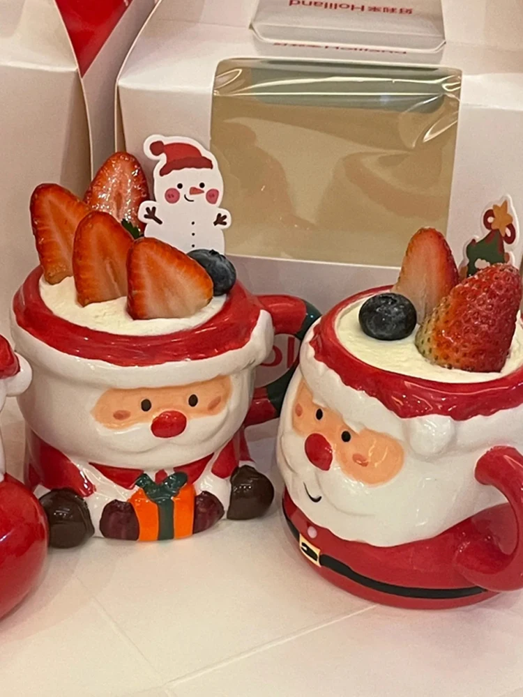 

Эмалированная кружка Cisas Theme с ручной росписью, украшенная Санта-Клаусом, креативный подарок, с крышкой