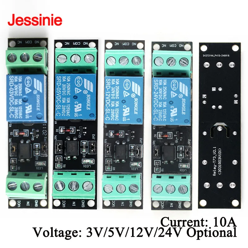 5pcs/1pc DC 3V 5V 12V 24V 10A 1 Single Channel Relay Optocoupler Isolated Drive Control Module High Level Trigger Drive Board