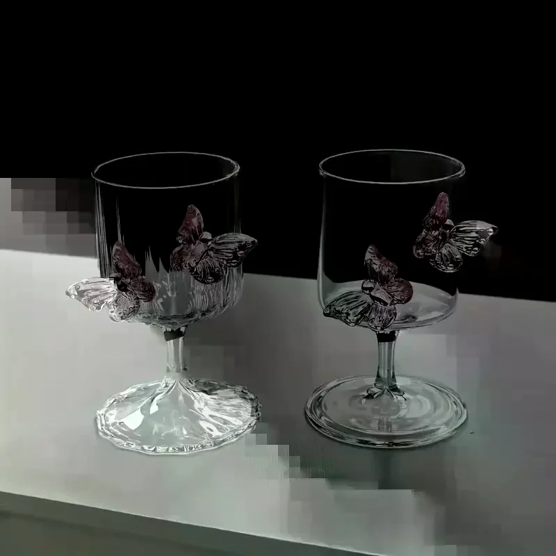 Butterfly Stemmed Glasses for Afternoon Tea Parties Charming Drinkware Set with Delicate Butterfly Accents Perfect for Brunches