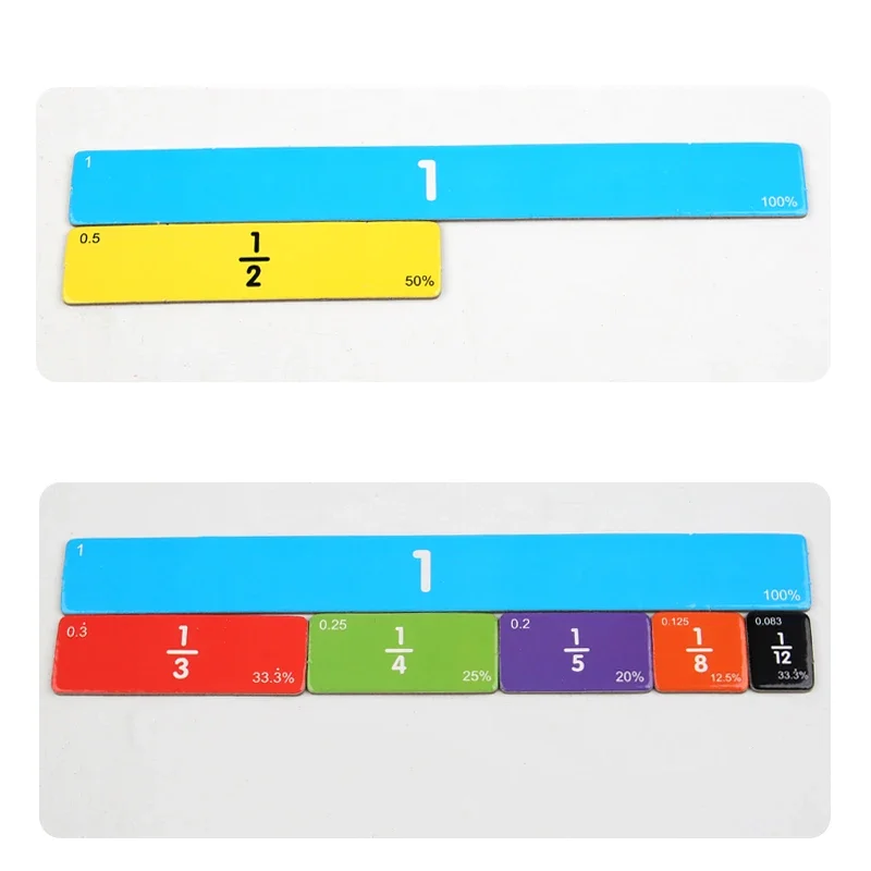 Wooden Math Fraction Learning Set With Card Fraction Decomposition Plate Teaching Aid Children Educational Math Toys