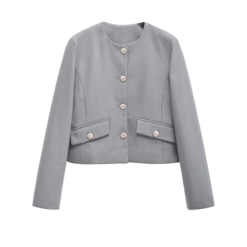 Keyanketian inverno novo blazer colheita feminino aviador jaqueta feminina em torno do pescoço único breasted topo feminino