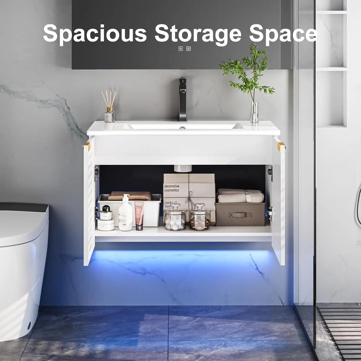 !@Combohome Under Sink Cabinet Solid Wood Wall Modern Bathroom Vanities