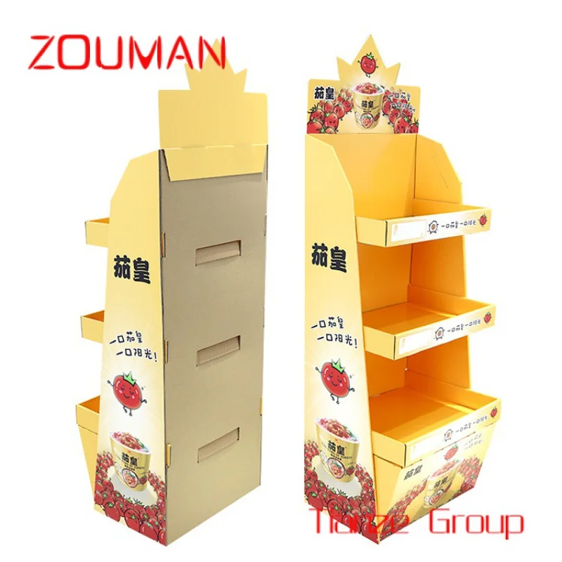 Custom , Supermarket Free Advertising Foldable Flooring Racking Display Cardboard Candy Counter Store Shelf Display Rack Stand