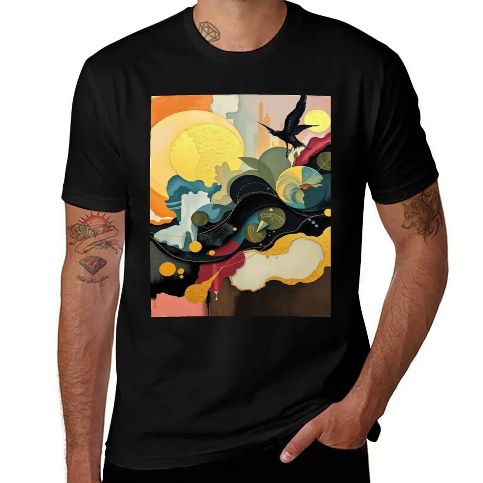 

Golden Glow – Abstract Art in Epic Style T-Shirt customs design your own kawaii clothes vintage clothes mens plain t shirts