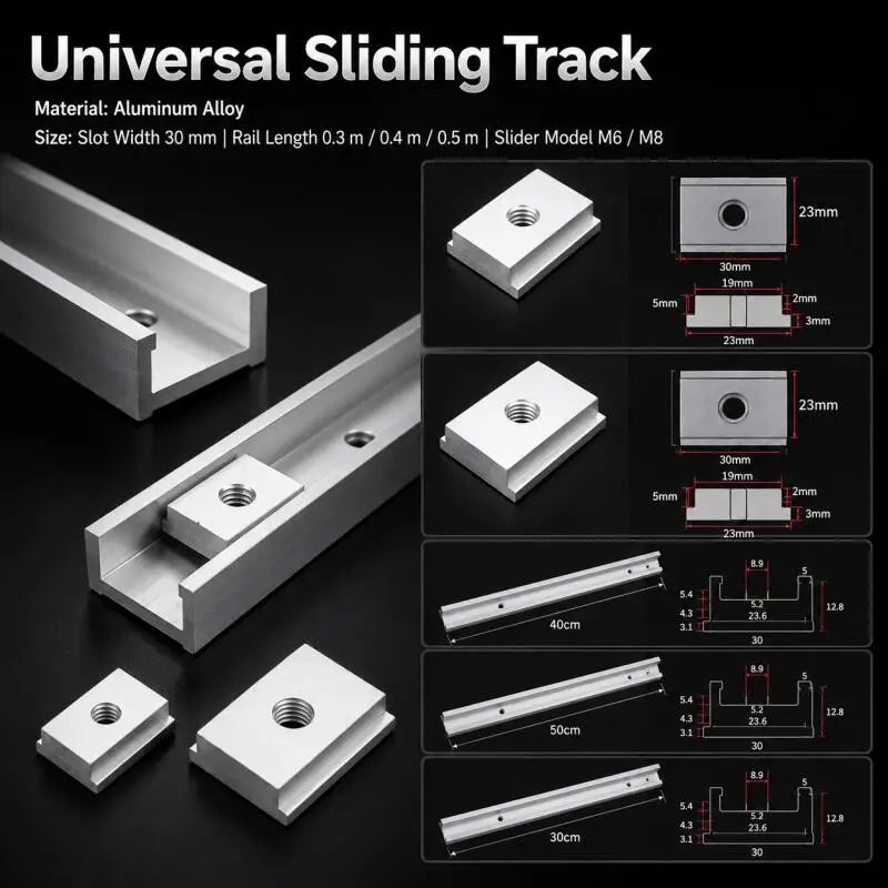 T-track Slider Bar Aluminum Alloy Miter Bar Slider Table Saw Gauge Rod T Slot Miter Track T Screw Fixture for Woodworking Router