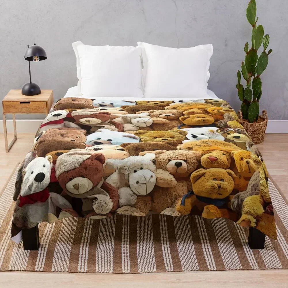 

Bedtime Bears and Friends Waiting For You! Throw Blanket Foldable Soft Warm Blanket for Outdoor Use