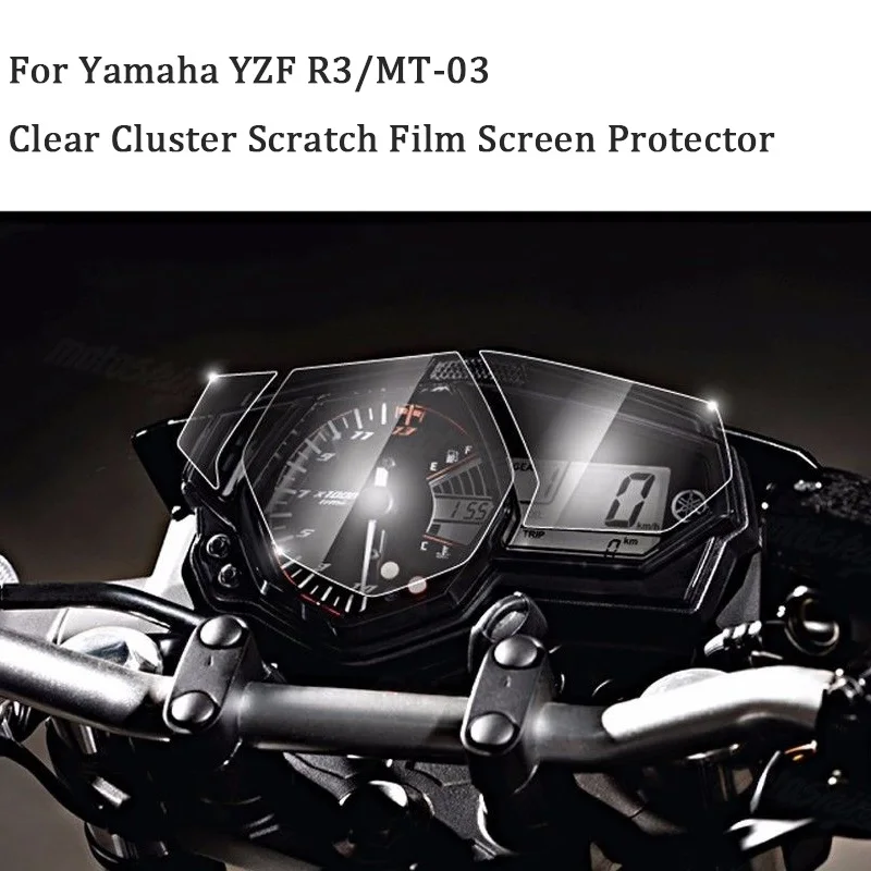 Motorcycle Transparent Crystal TPU Cluster Scratch Film Speedometers Screen Protector For Yamaha YZF-R3 MT03 15-17