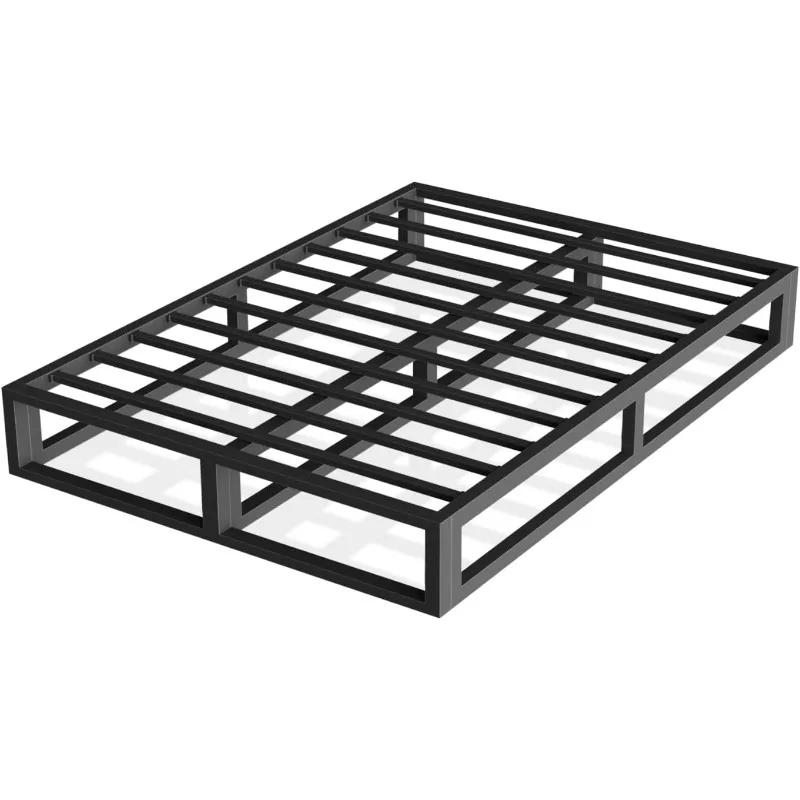 

Frame with Steel Slat Support, Low Profile Metal Platform Bed Frame Support Mattress Foundation, Easy Assembly/Noise Free