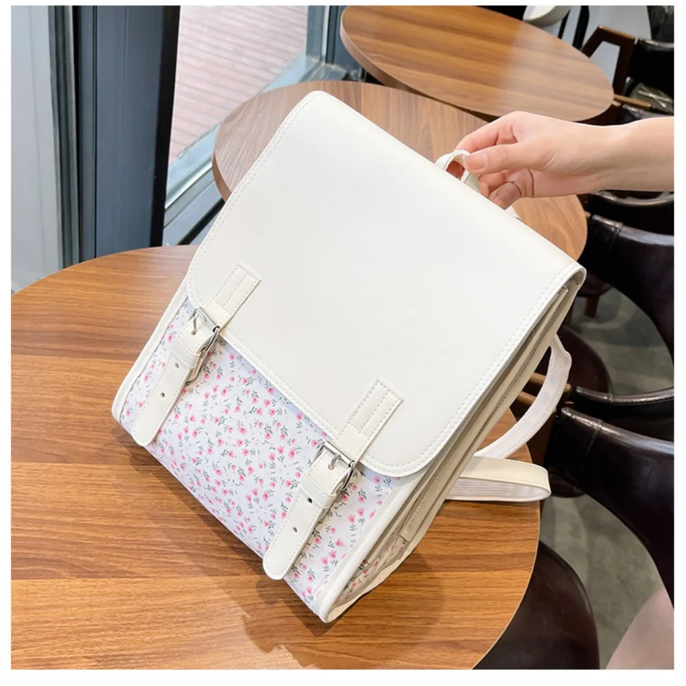 High Quality Durable School Backpack Portable Large Capacity Travel Bag Multi-pocket Flower Pattern Schoolbag