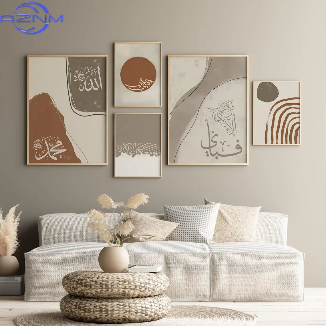 Simple Islamic Quotes Arabic Calligraphy Allah Boho Muslim Wall Art Home Poster Canvas Painting Picture Living Room Home Decor