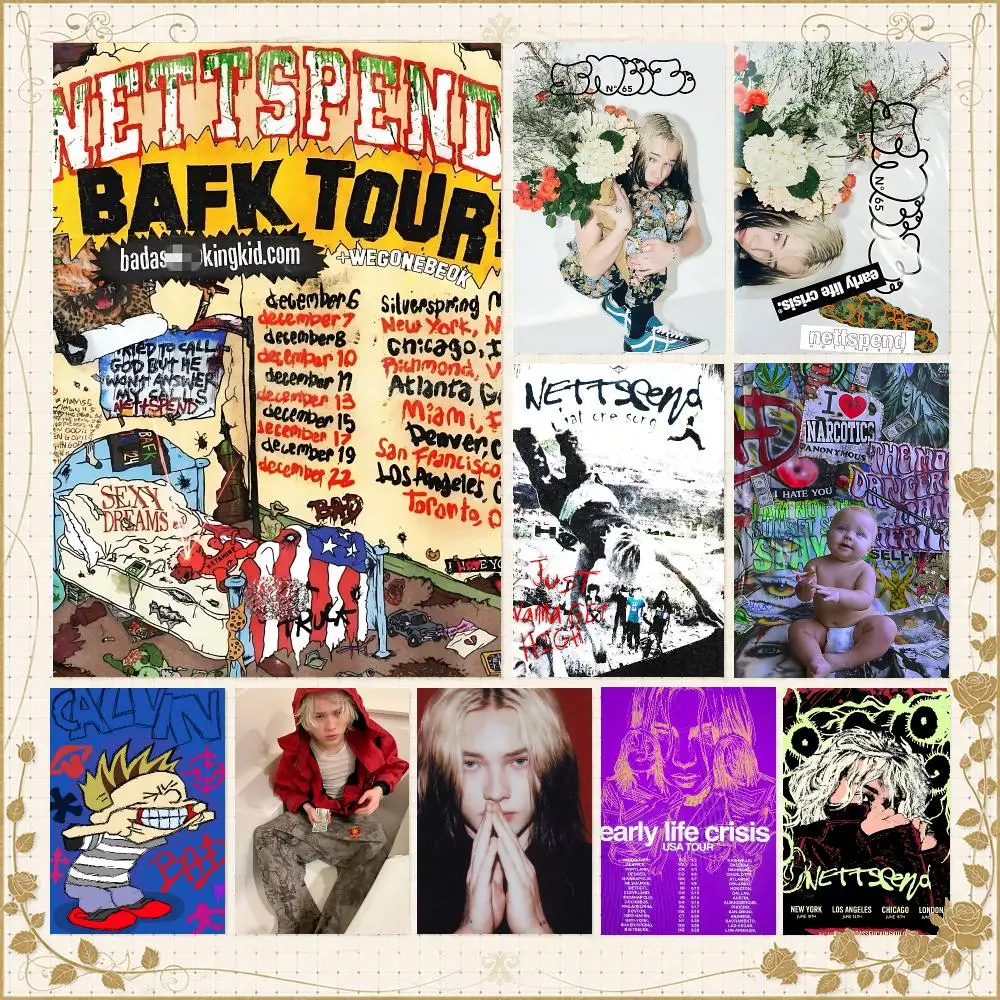 Rapper N-Nettspend Underground Hip-Hop Poster Wall Art Bedroom Living Room Dorm Bar Cafe Gym Studio Home Decor Gifts