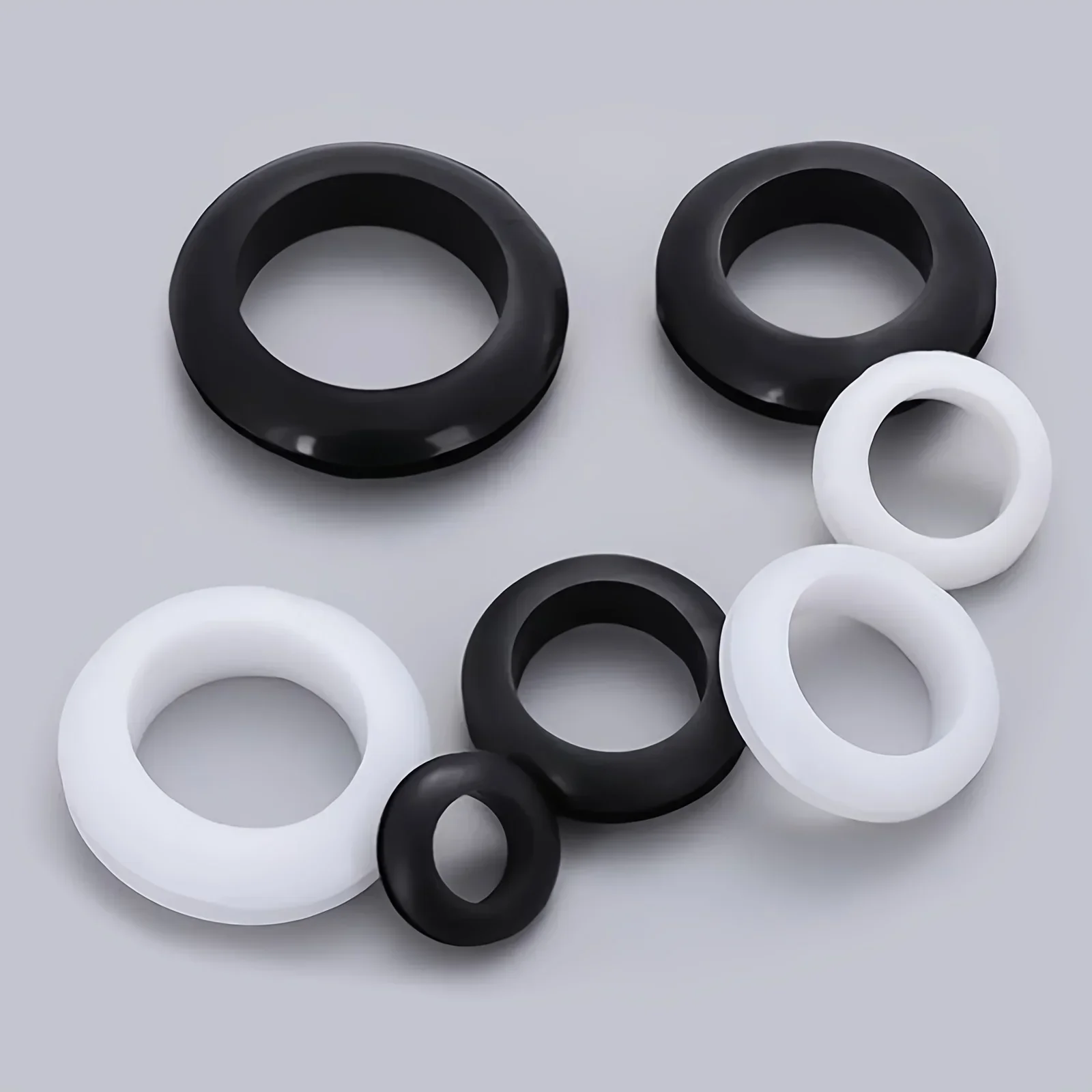 73 Uds. Junta tórica de salida de bobina protectora de doble cara sellada de goma negra Φ 8- Φ 16 para proteger herramientas de Hardware de cables y cables