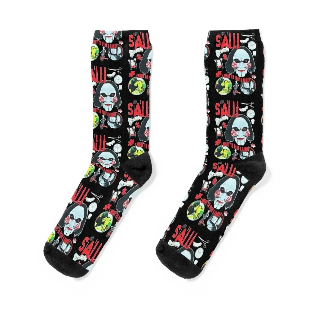 Vintage Saw Horror Socks crazy Stockings compression Stockings man new in's Socks Girl Men's