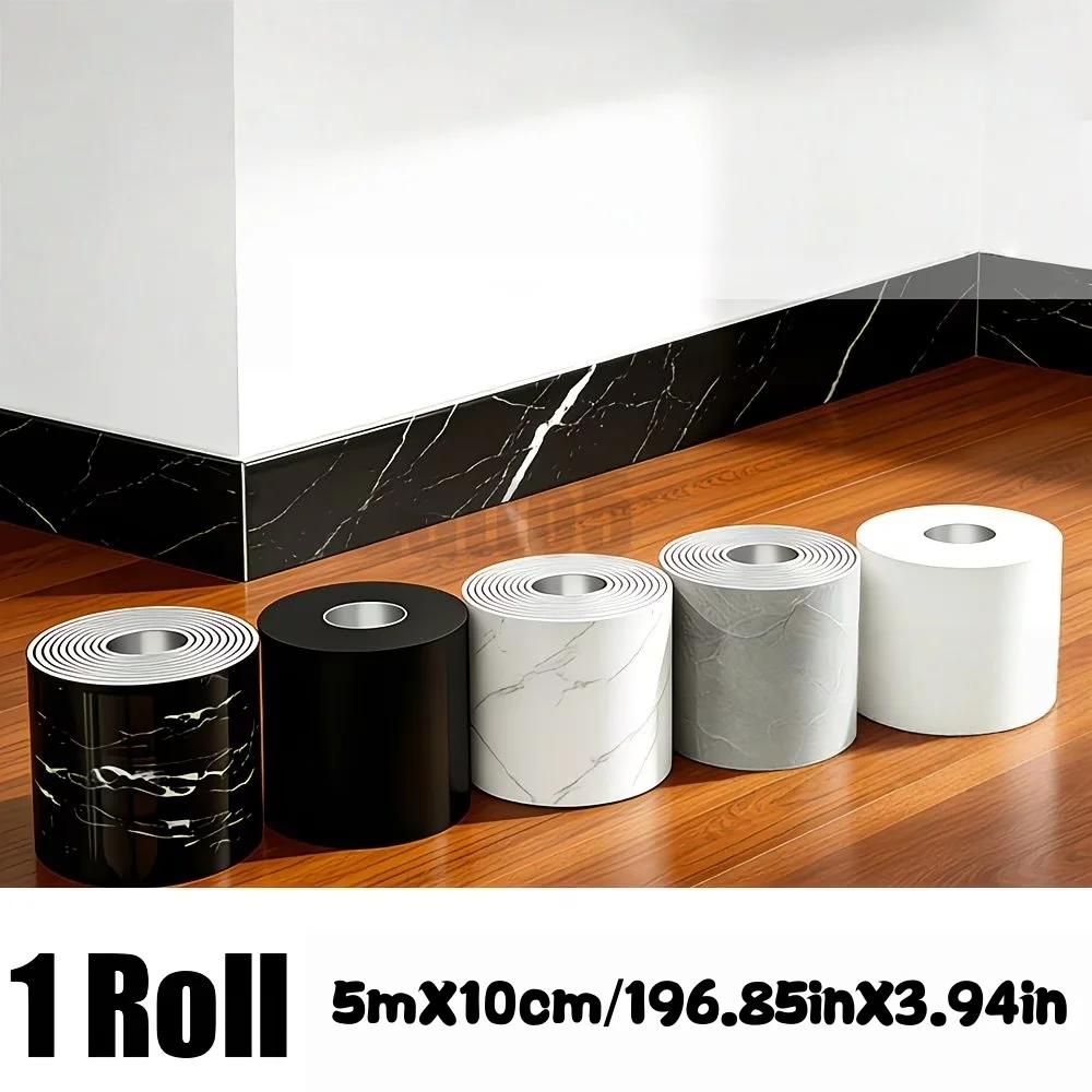 1PC 5mx10cm Self Adhesive Skirting Board Thickening Flexible Foam Wall Stickers Waistline Tape for Sill Staircase