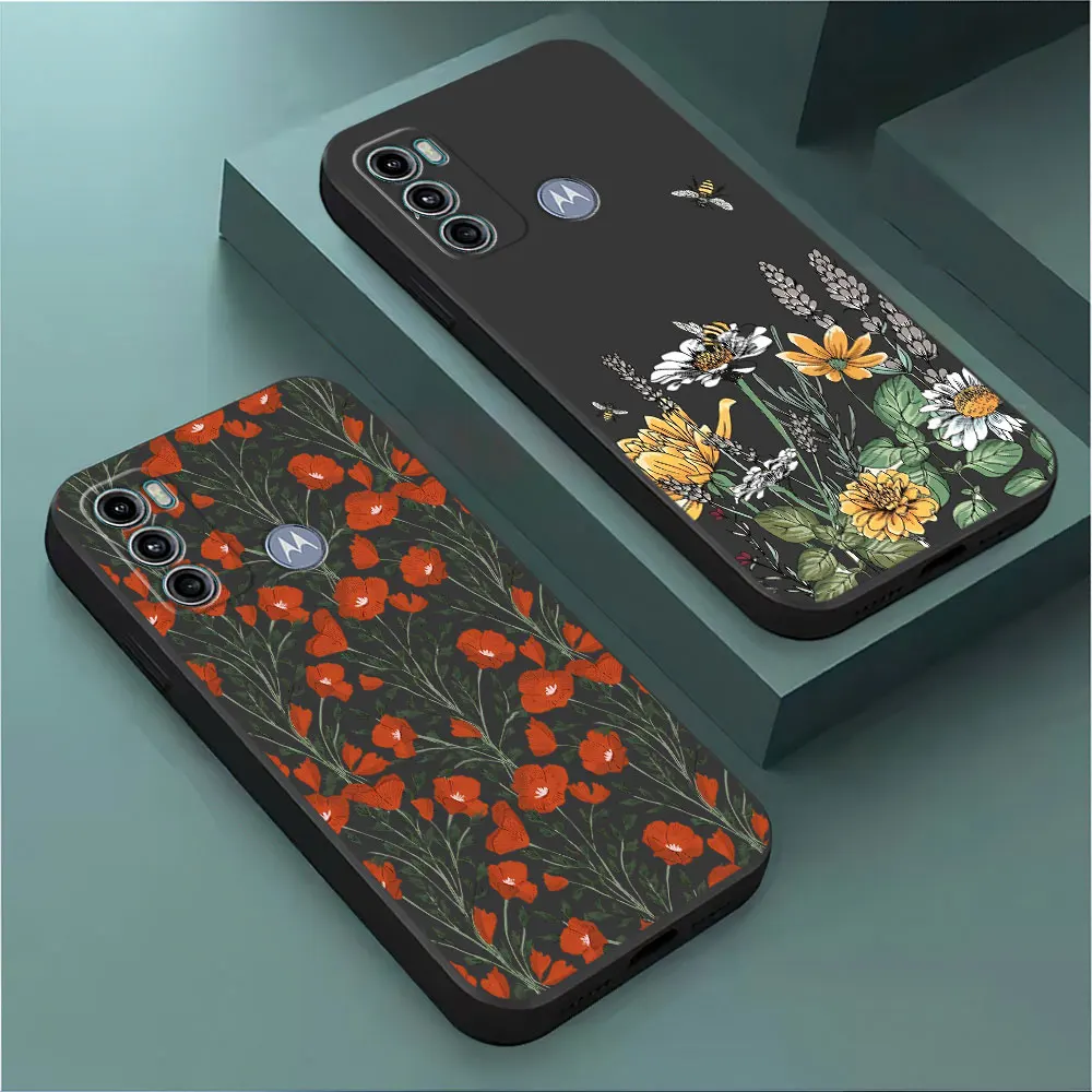 Butterfly Flower Art Case for Motorola Moto G31 G30 G50 G32 G52 G53 G51 G73 G60s G22 G71 G72 G60 Silicone Cover