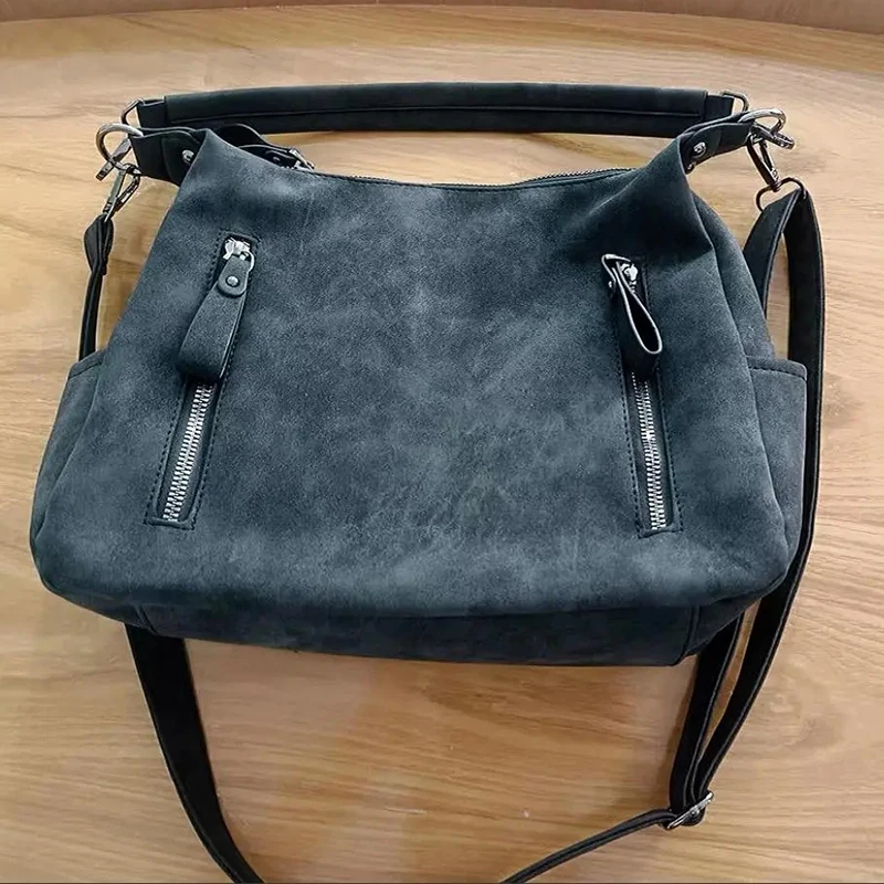 Frauen Umhängetasche Luxus Designer Schräge Quer Einzelnen Schulter Tasche Große Kapazität Handtaschen Retro Matte PU Leder Hobos – Detail 3