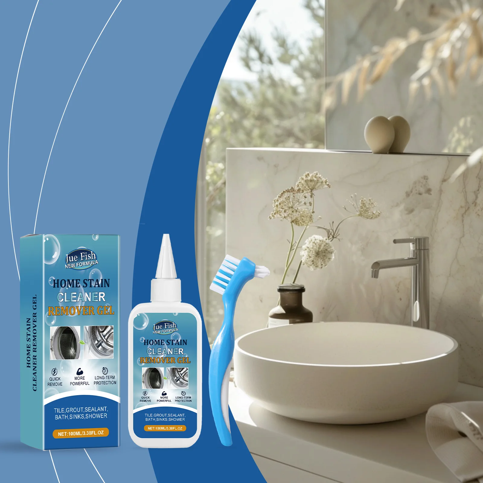 

Household Stain Removal Gel - Cleans Walls Bathroom Laundry Tubs Aids Mold Removal Reduces Odors Gentle Home Cleaning Gel