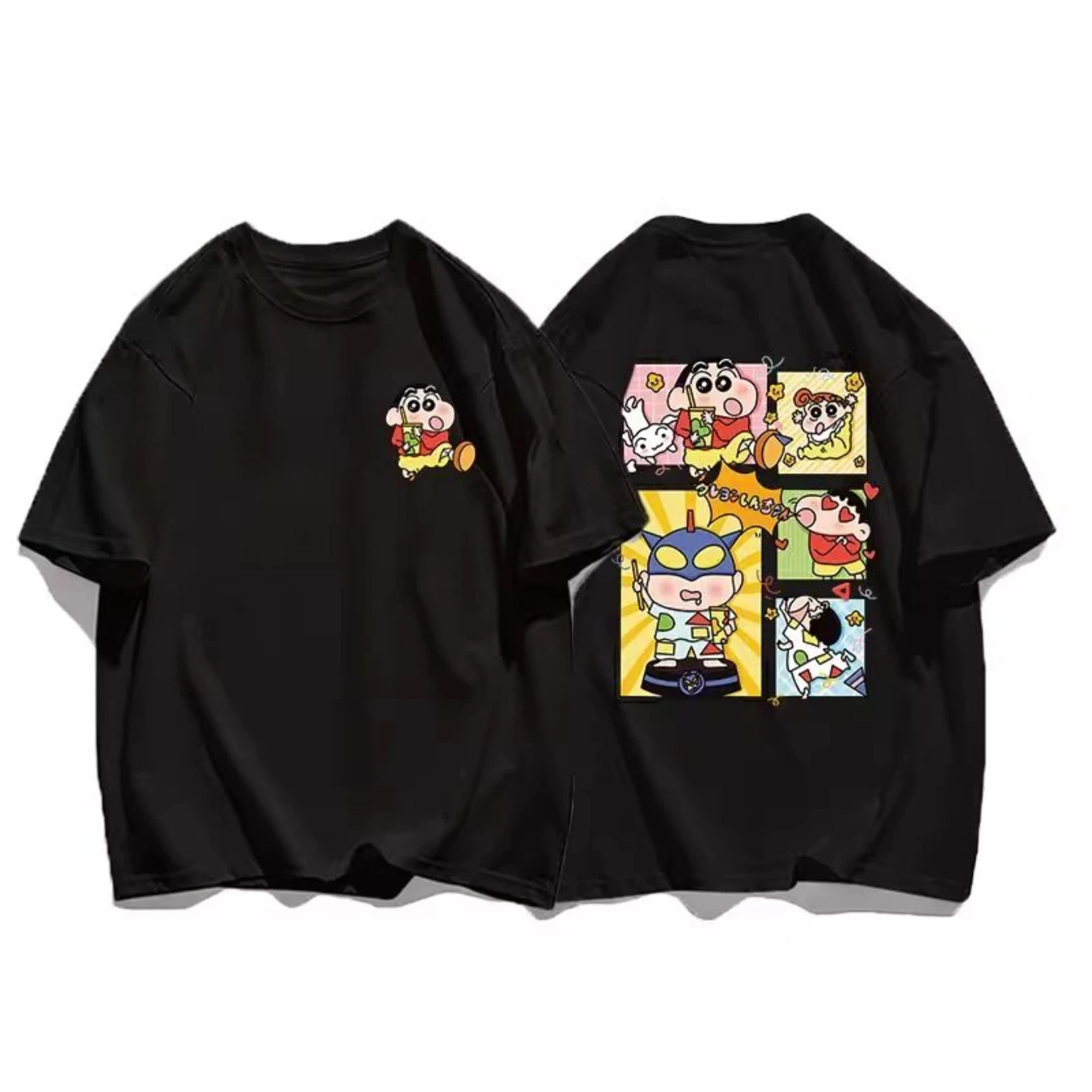 2026 Summer Hot Selling Fashion Crayon Shin Chan Monster Cotton Printed T-shirt Casual Street Round Neck T-shirt Large