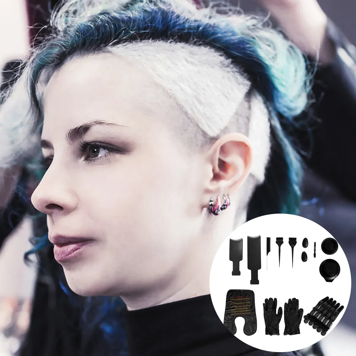 

15Pcs Hair Dye Kit Hair Coloring Tools Set for Salon Home Dyeing Tint Mixing Brushes Comb Gloves Bowl Dyeing Bowl