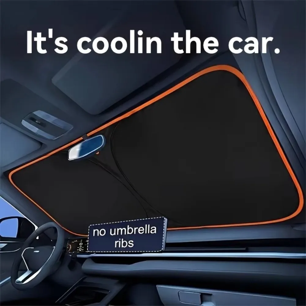 Foldable Design Car Sun Shade Cover Cooling Effect Front Window Fit Foldable Car Curtains Compact Storage UV Reflective